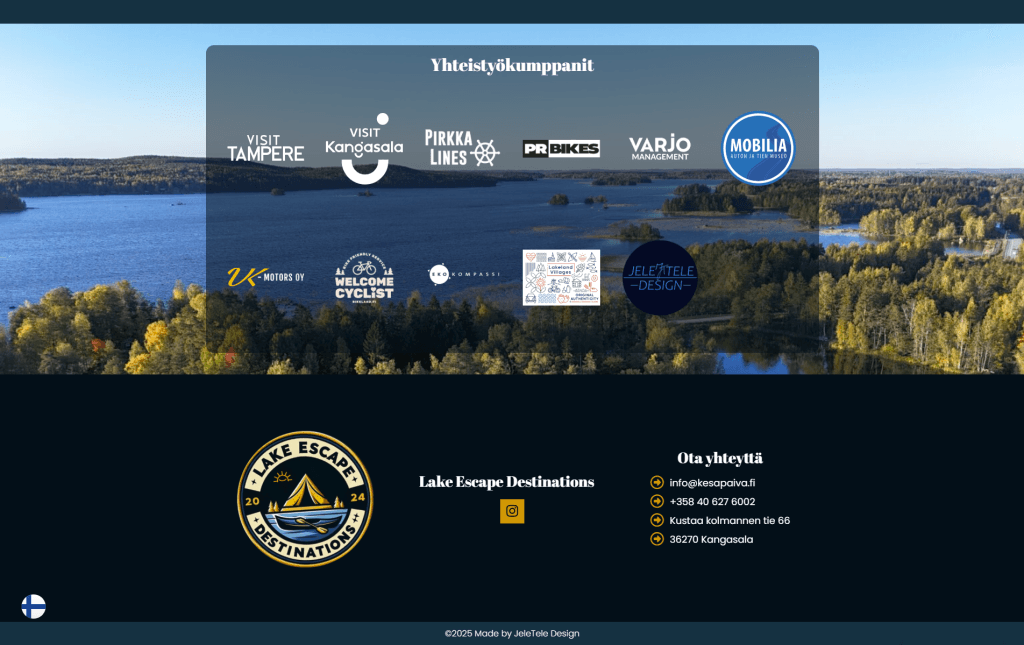 Lake Escape Destinations työnäyte footer, JeleTele Design