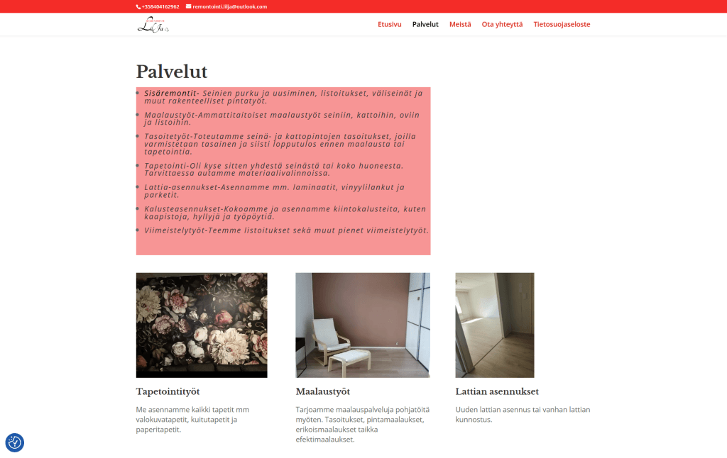 Remontointi LilJa vanha sivusto